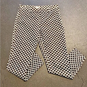 H&M Pants Womens 6 Black White Trousers Tapered Flat Front Side Zipper Crop